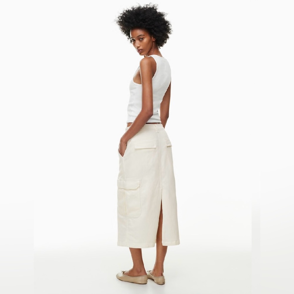 Aritzia TNA Troop Cargo Maxi Skirt White Exclusive TNA embroidery Size 12 - Picture 5 of 15